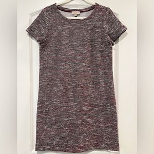 LOFT Women's Boucle Tweed Short Sleeve Shift Dress ~ Stretch ~ Casual ~ Sz Small